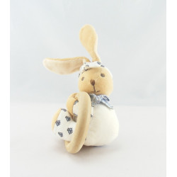 Mini Doudou lapin blanc fleurs bleu Lys KALOO
