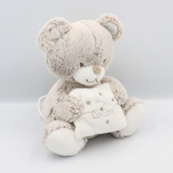 Doudou musical ours beige blanc coussin TEX BABY