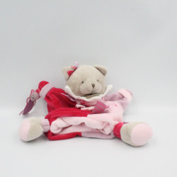 Doudou et Compagnie plat marionnette chat gris rose étiquettes Mario