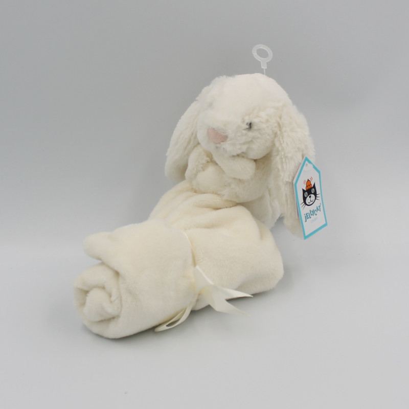 Doudou lapin blanc mouchoir Auchan