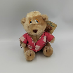 Ancienne peluche ours beige chemise rouge RUSS EUROKID