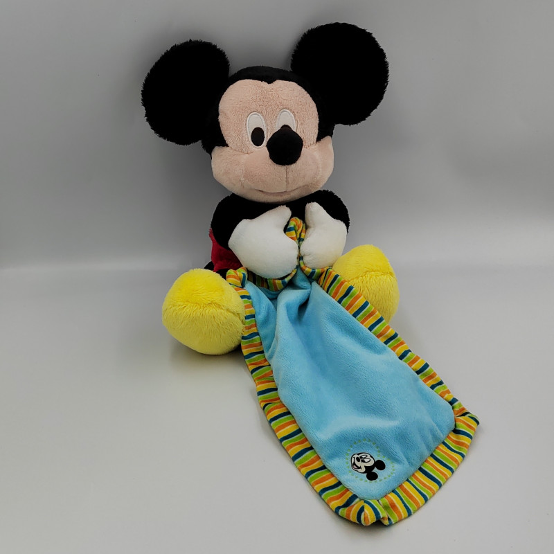 Doudou Mickey avec mouchoir bleu rayé DISNEY NICOTOY