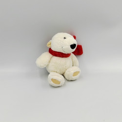 Petit Doudou ours blanc écharpe rouge NICI