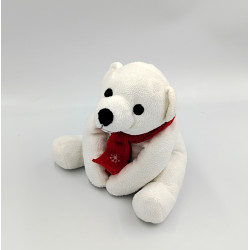 Doudou ours blanc écharpe rouge Courtepaille