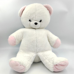 Ancienne peluche ours rose blanc NOUNOURS