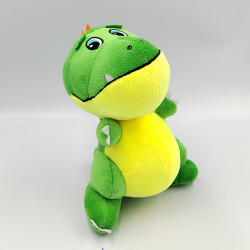 Doudou peluche dinosaure dragon vert jaune FIZZY