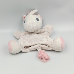Doudou marionnette licorne blanche rose étoiles TEX