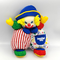 Doudou poupée clown blanc rouge vert bleu BERCHET