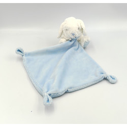 Doudou lapin blanc bleu pois mouchoir TEX BABY