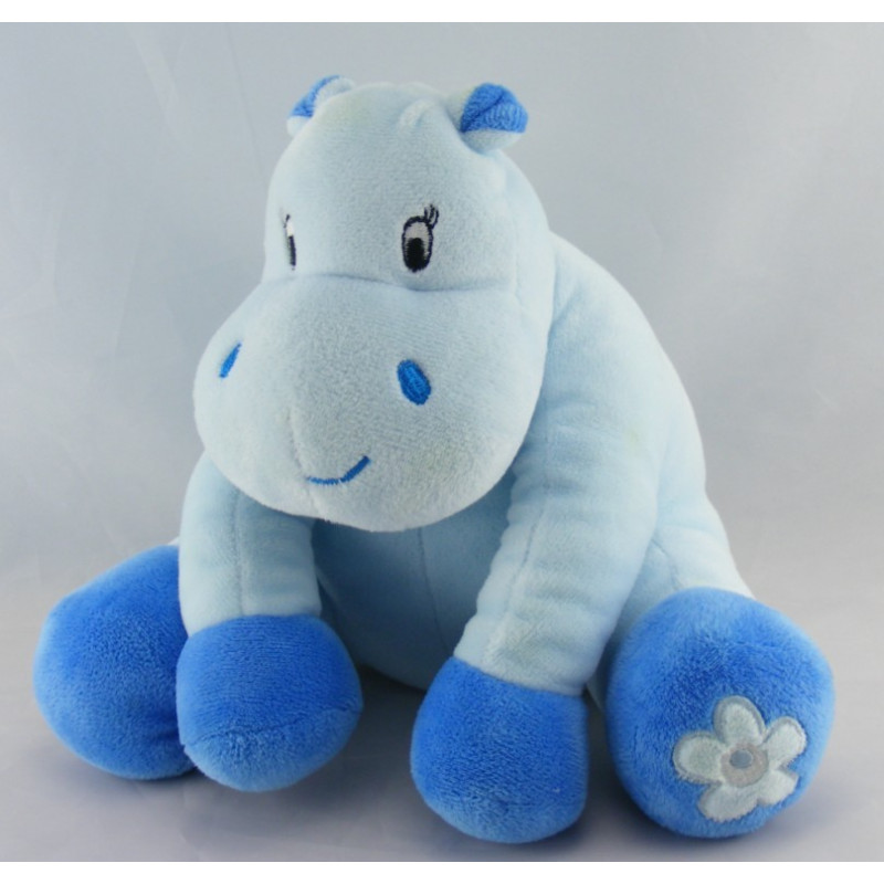 Doudou hippopotame bleu Petit Hippo Rigolo LUDERIX